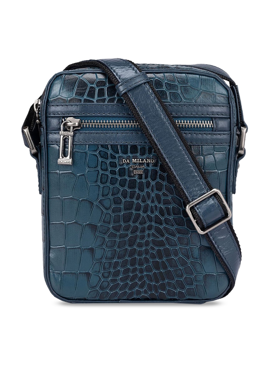 

Da Milano Blue Leather Structured Sling Bag