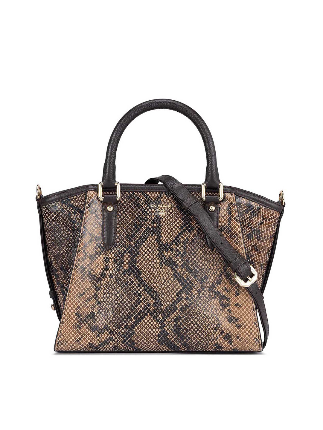 

Da Milano Animal Textured Leather Structured Handheld Bag, Brown