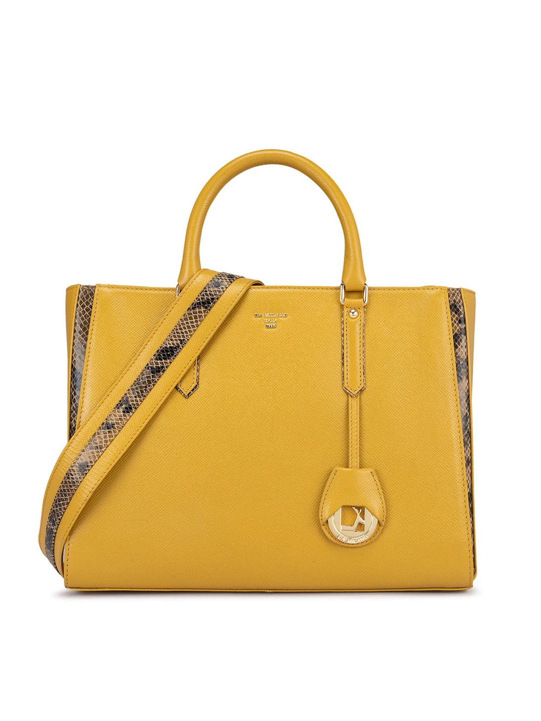

Da Milano Textured Leather Structured Handheld Bag With Tasselled, Mustard