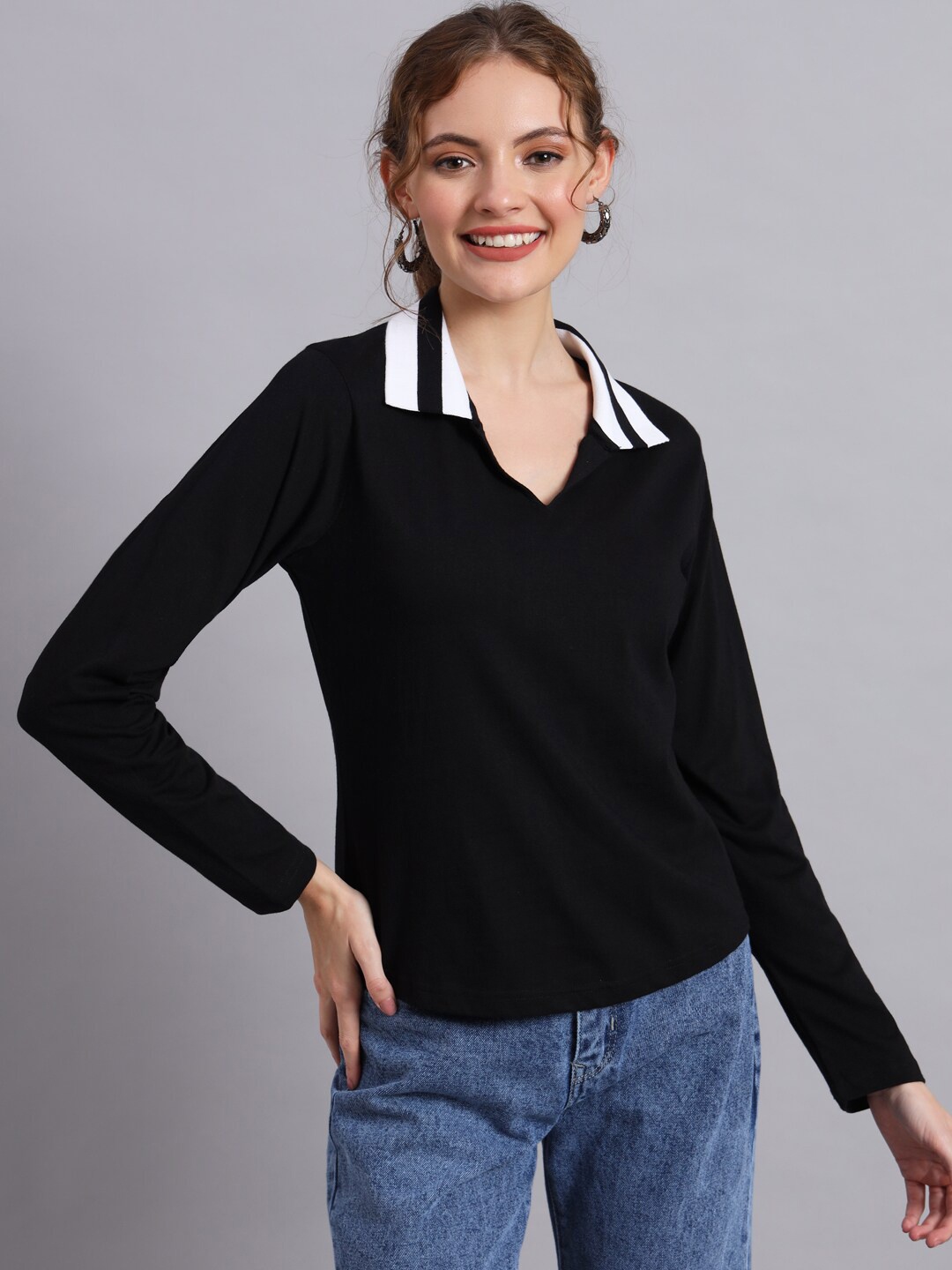 

The Dry State V-Neck Cotton Casual T-shirt, Black