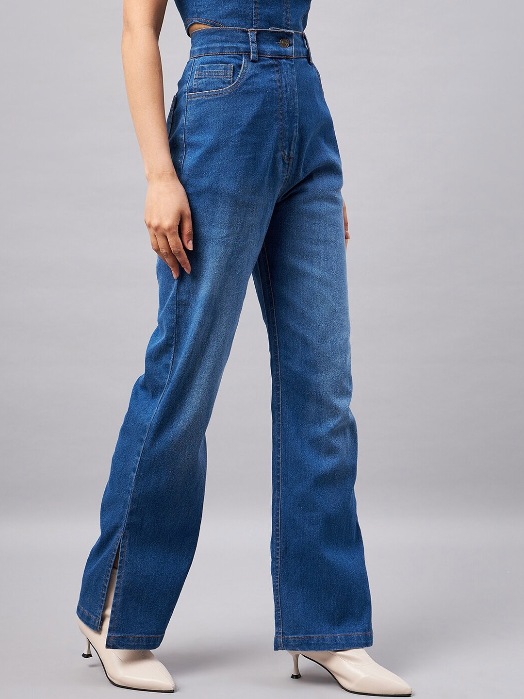 

Chemistry Flared High-Rise Clean Look Light Fade Jeans, Blue