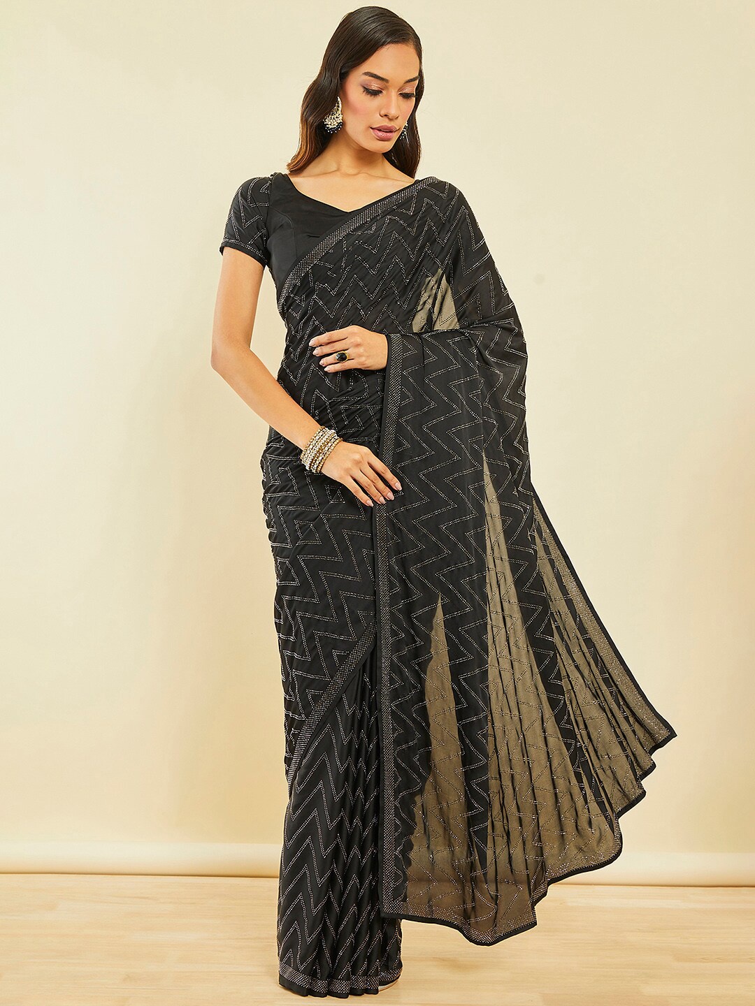 

Soch Black Embellished Beads and Stones Saree