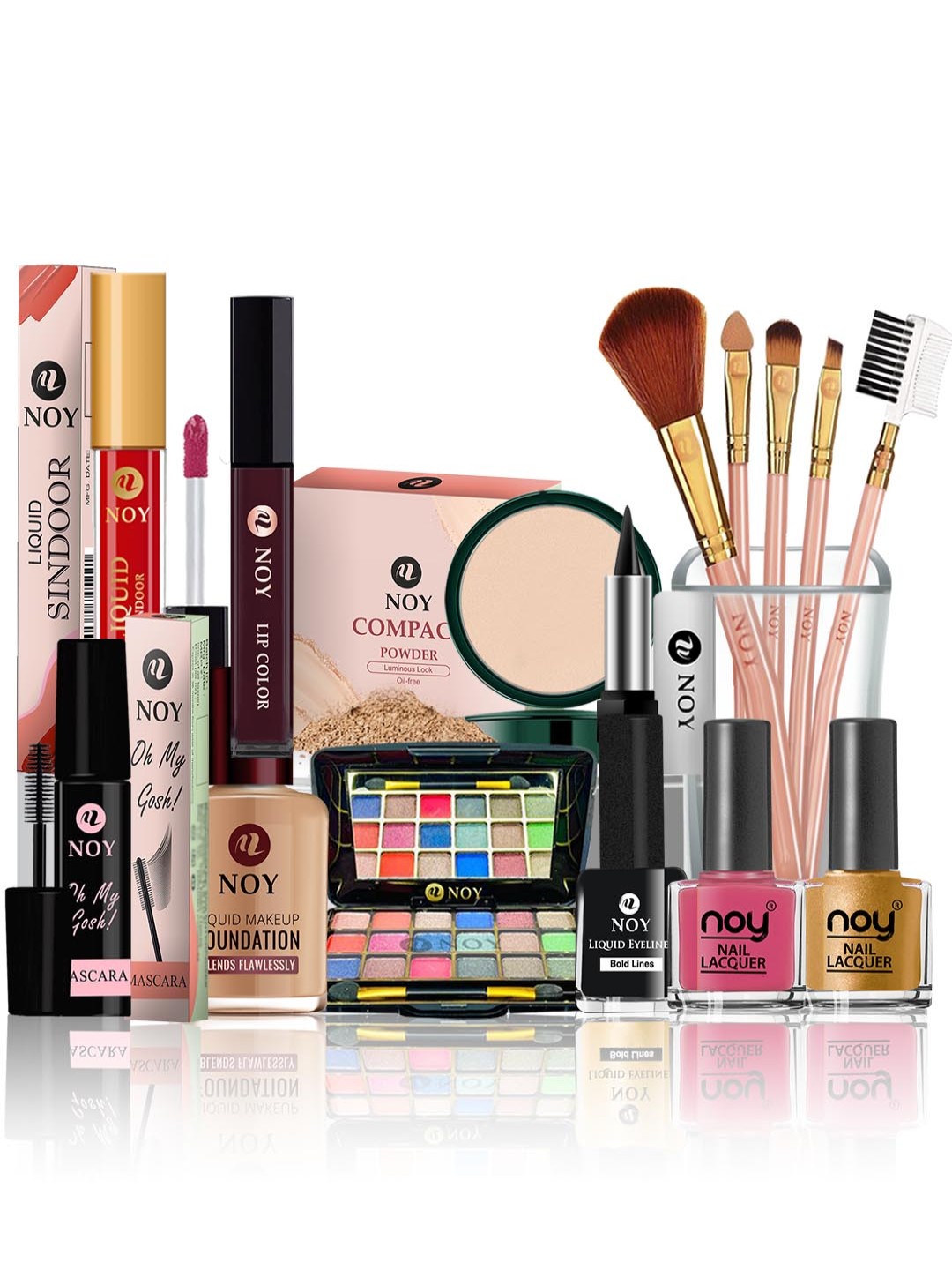 

NOY Set Of 15 Makeup Gift Set, Coffee brown
