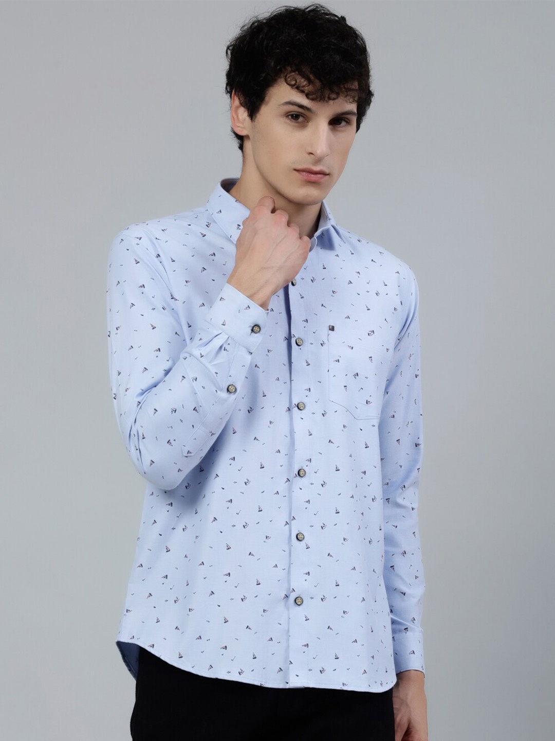 

JADEBERRY Standard Micro Ditsy Printed Cotton Casual Shirt, Blue