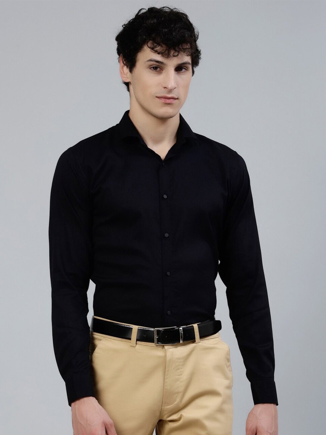 

JADEBERRY Standard Spread Collar Formal Shirt, Black