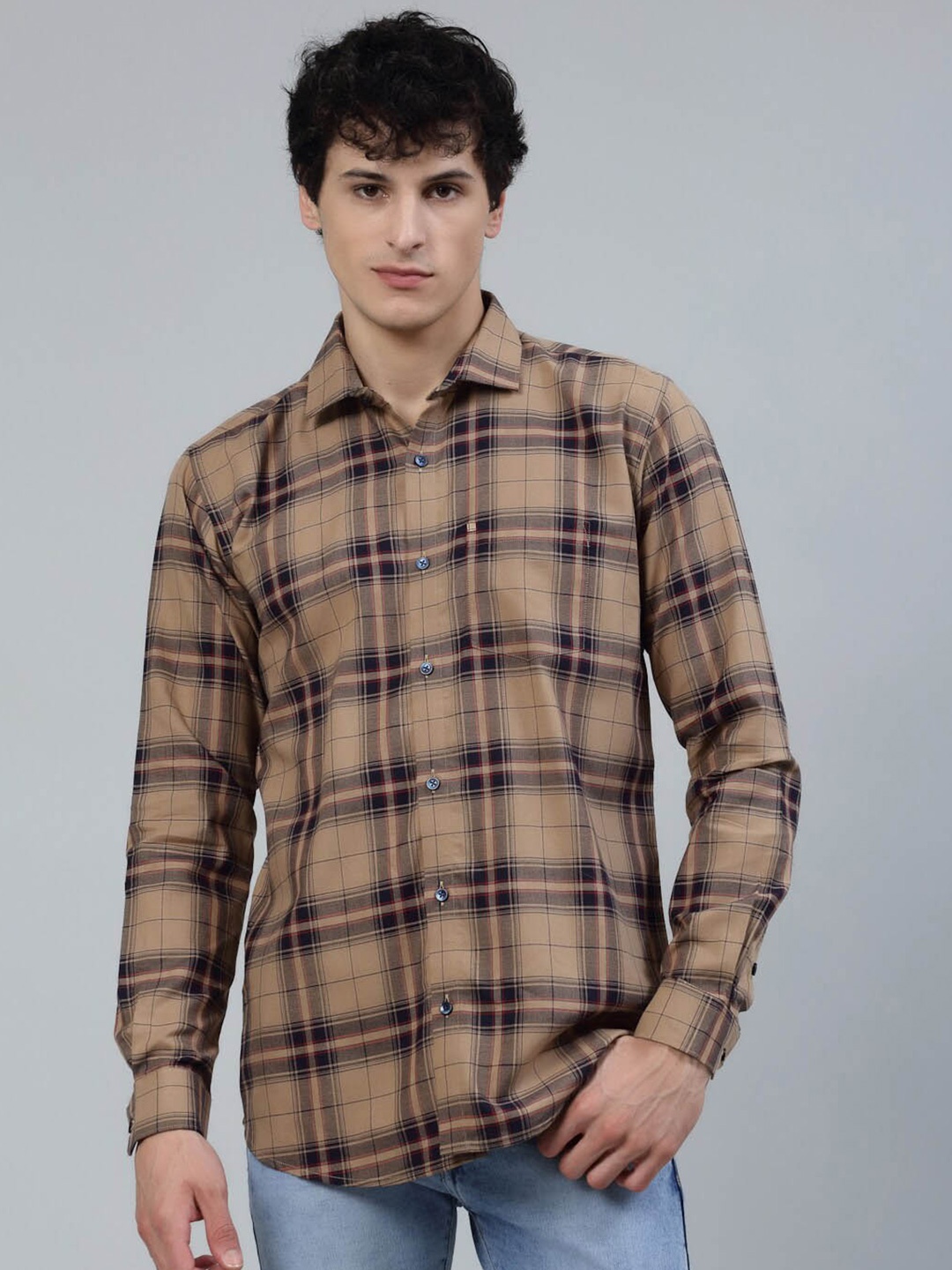 

JADEBERRY Standard Tartan Checks Casual Shirt, Gold