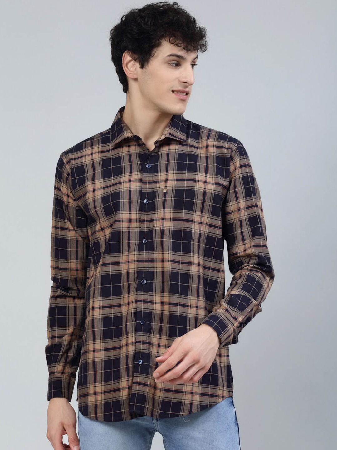 

JADEBERRY Standard Tartan Checks Checked Cotton Casual Shirt, Blue