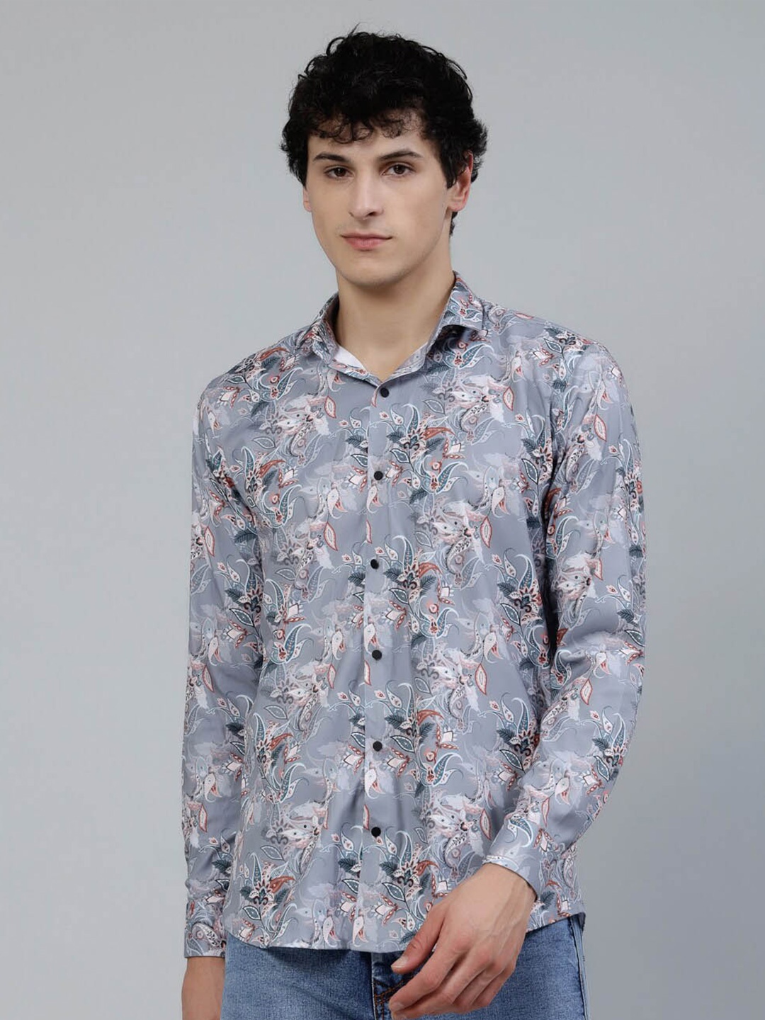 

JADEBERRY Standard Floral Printed Cotton Casual Shirt, Blue