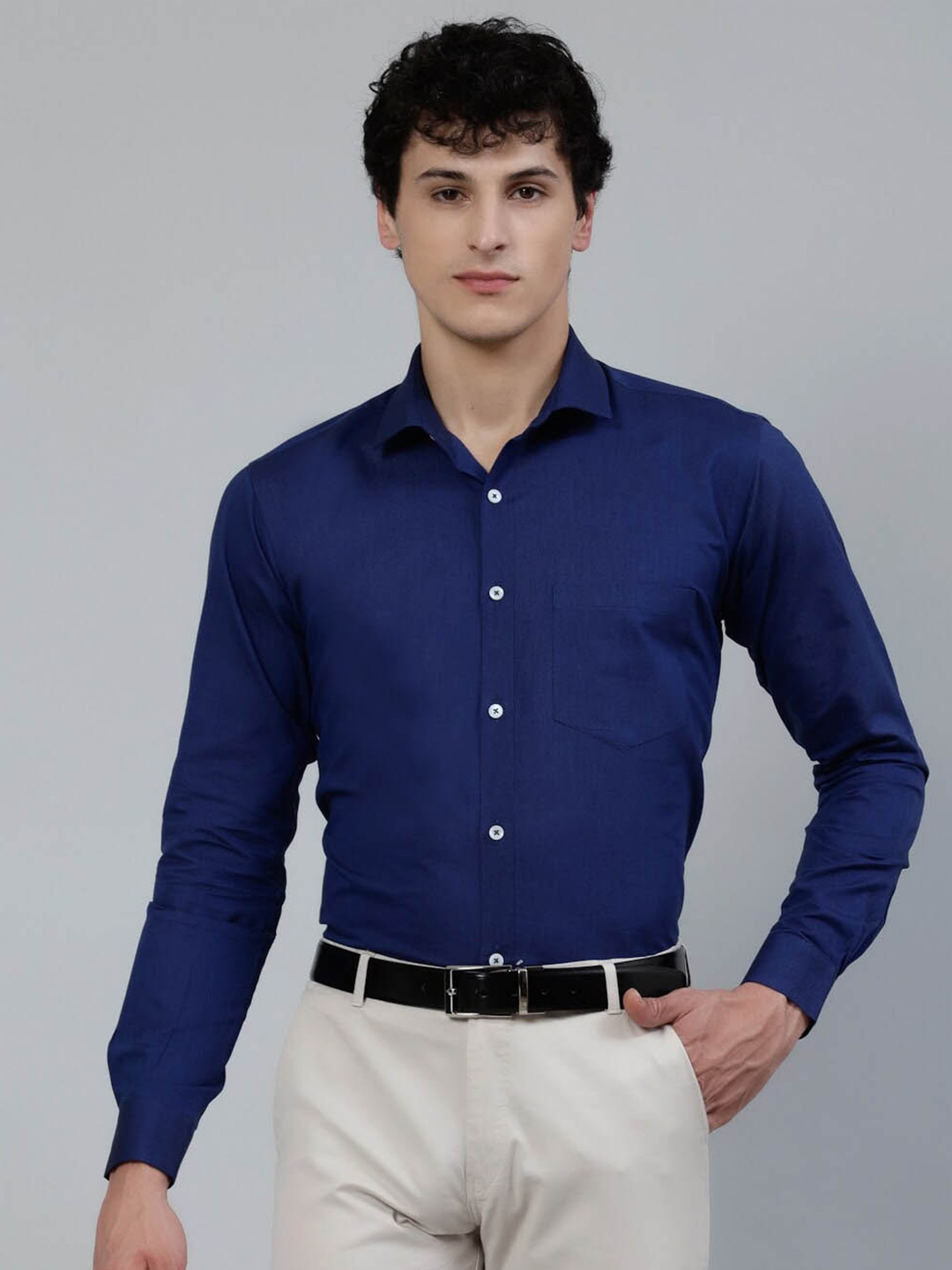 

JADEBERRY Standard Spread Collar Cotton Formal Shirt, Blue