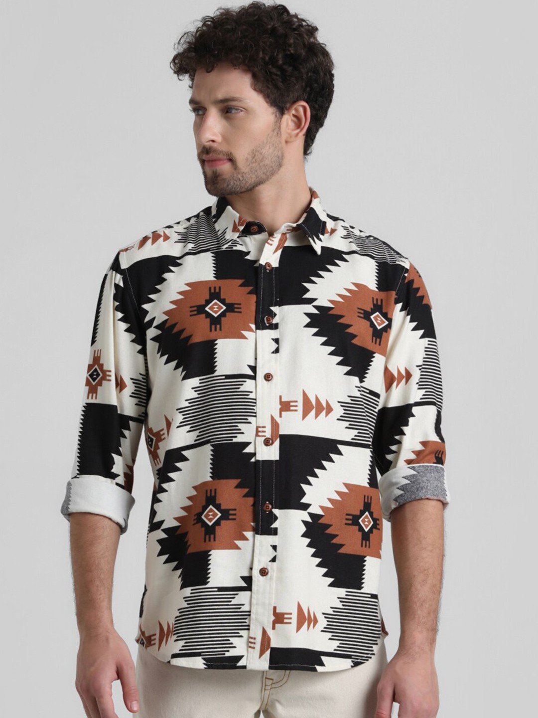 

Jack & Jones Abstract Printed Pure Cotton Casual Shirt, White