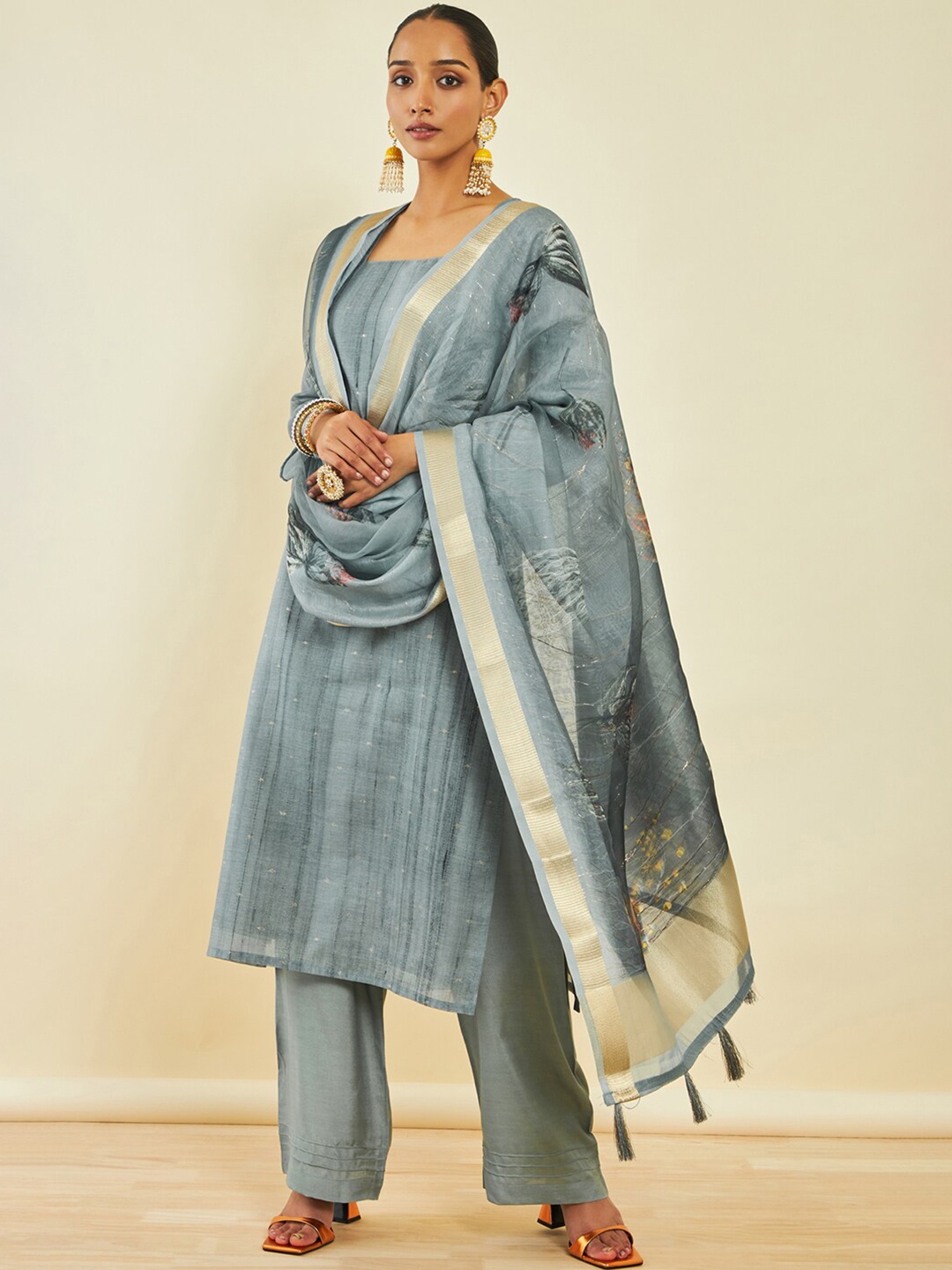 

Soch Grey Abstract Printed Unstitched Dress Material