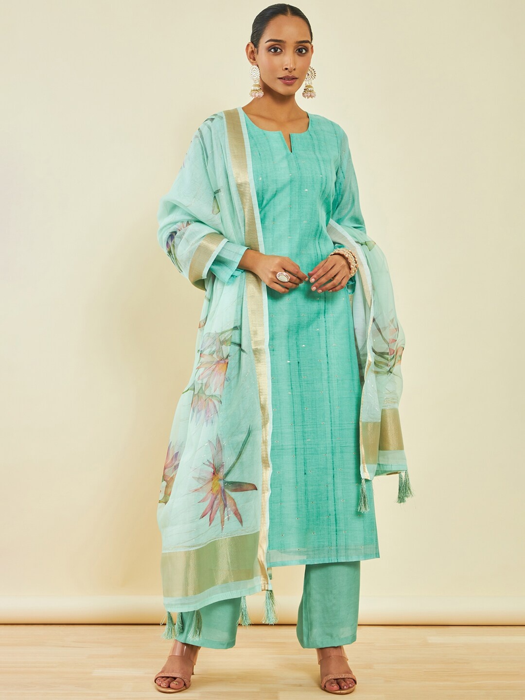 

Soch Green Abstract Woven Design Unstitched Dress Material