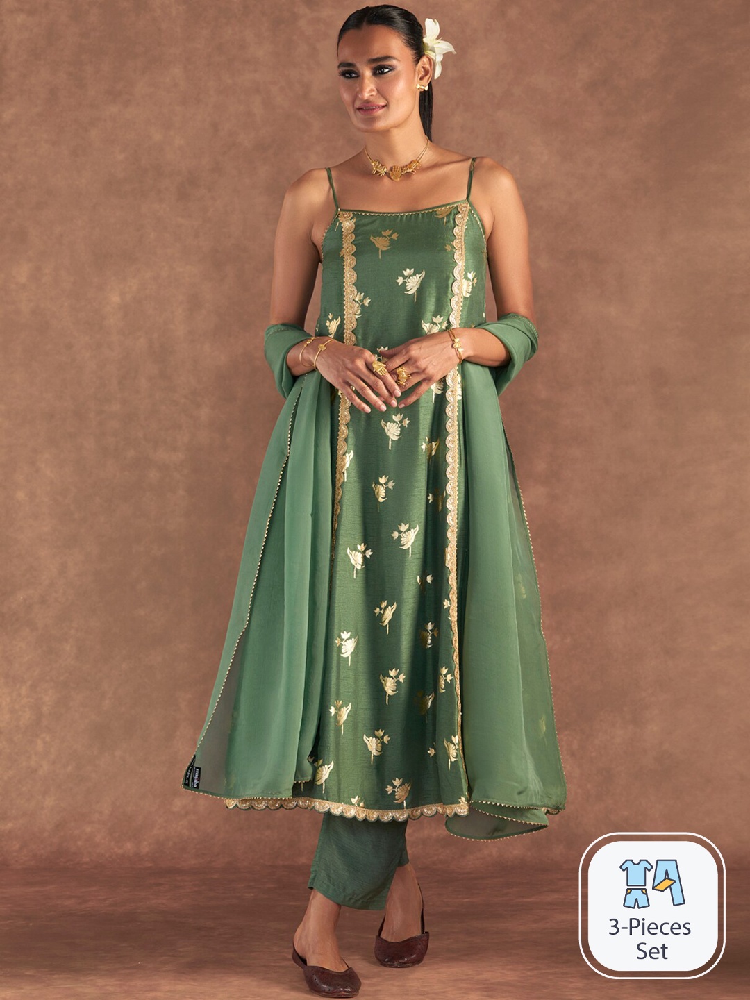 

Masaba Irisbud Anarkali Set, Green