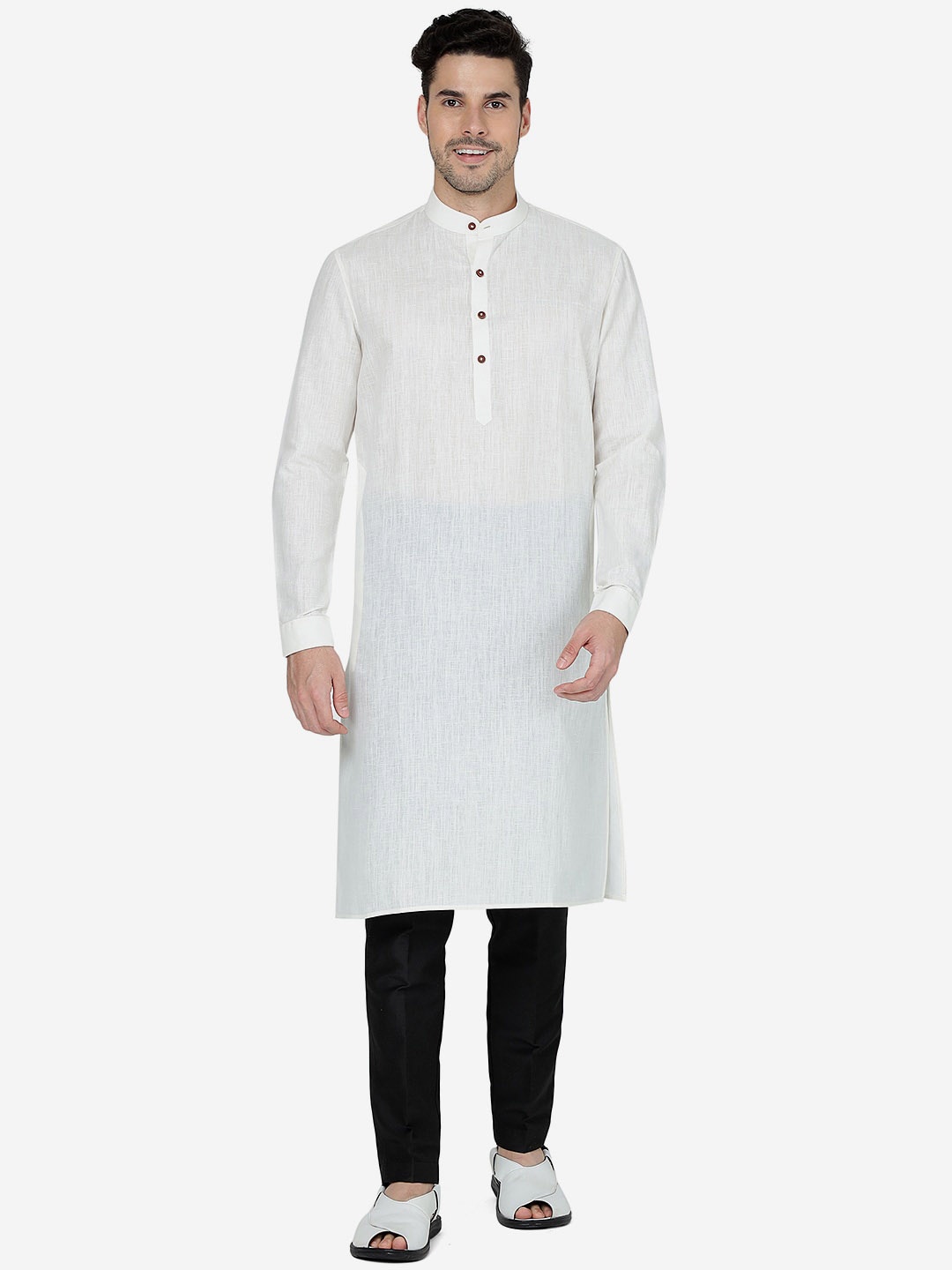 

Modi Kurta Band Collar Straight Kurta, Off white