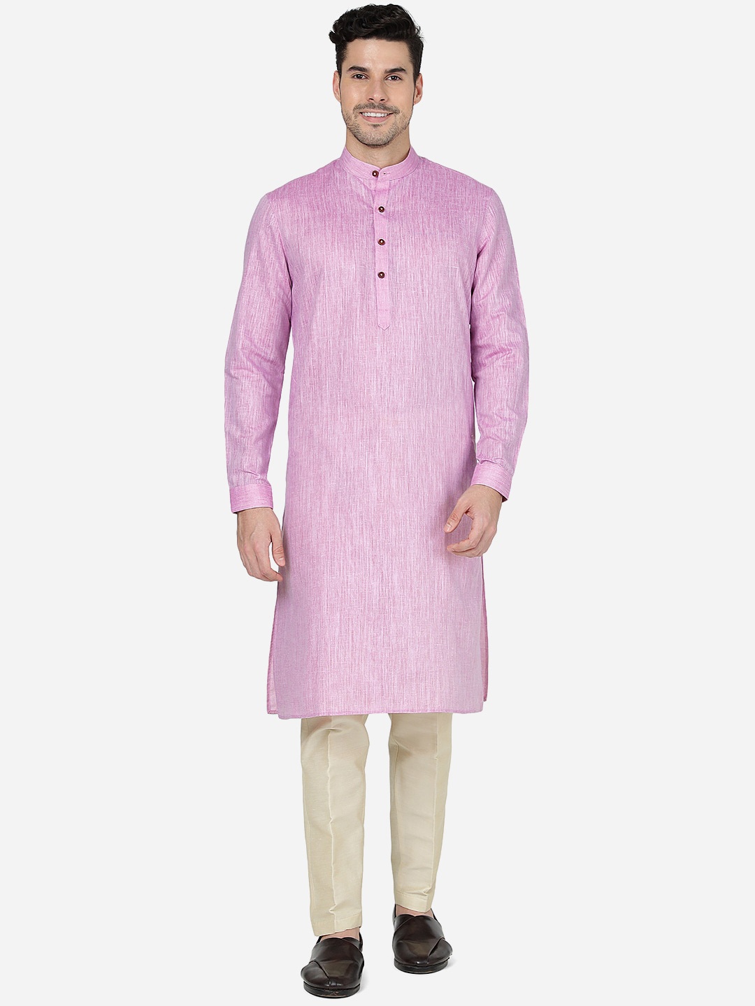 

Modi Kurta Band Collar Straight Kurta, Pink