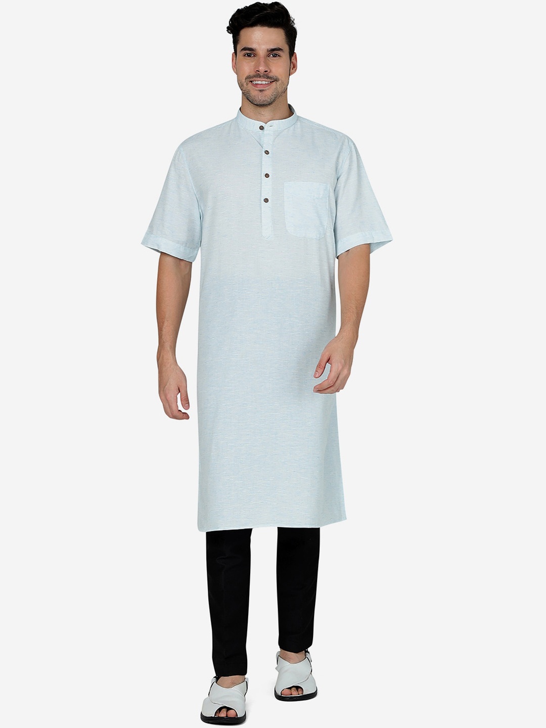 

Modi Kurta Mandarin Collar Straight Kurta, Blue