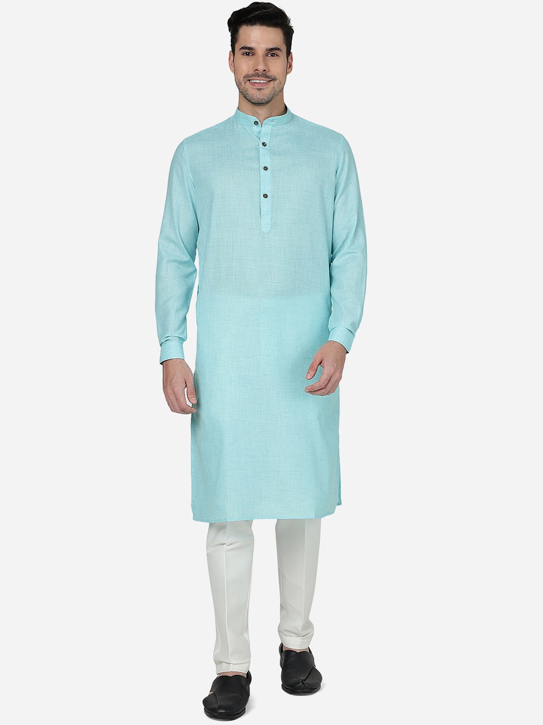 

Modi Kurta Band Collar Regular Straight Kurta, Turquoise blue