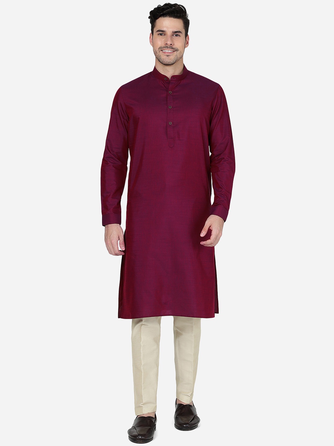 

Modi Kurta Band Collar Straight Kurta, Maroon