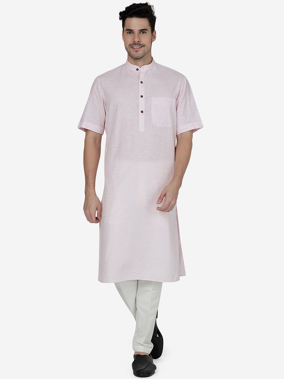 

Modi Kurta Mandarin Collar Regular Cotton Kurta, Pink