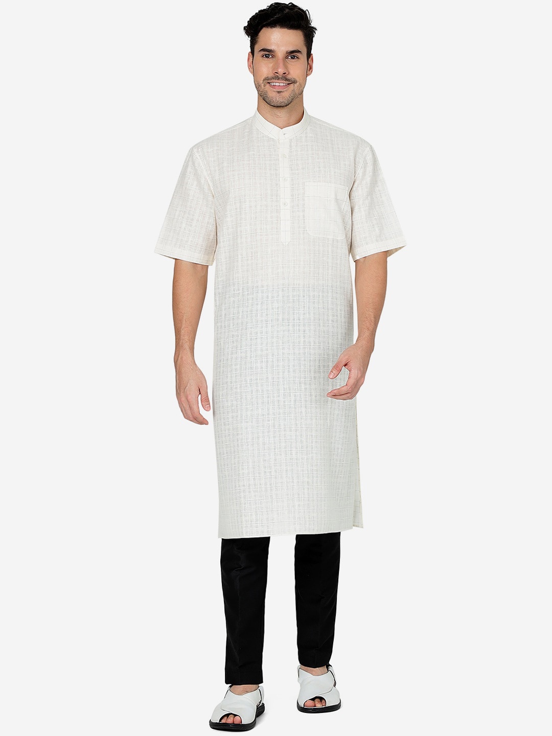 

Modi Kurta Mandarin Collar Short Sleeves Kurtas, White