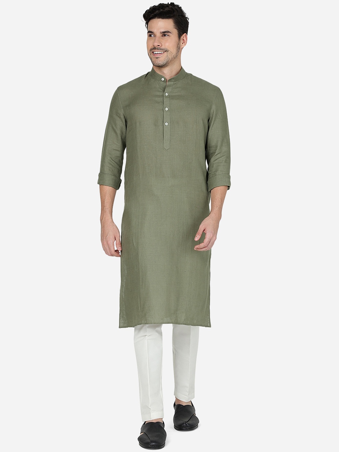 

Modi Kurta Mandarin Collar Regular Fit Kurta, Khaki