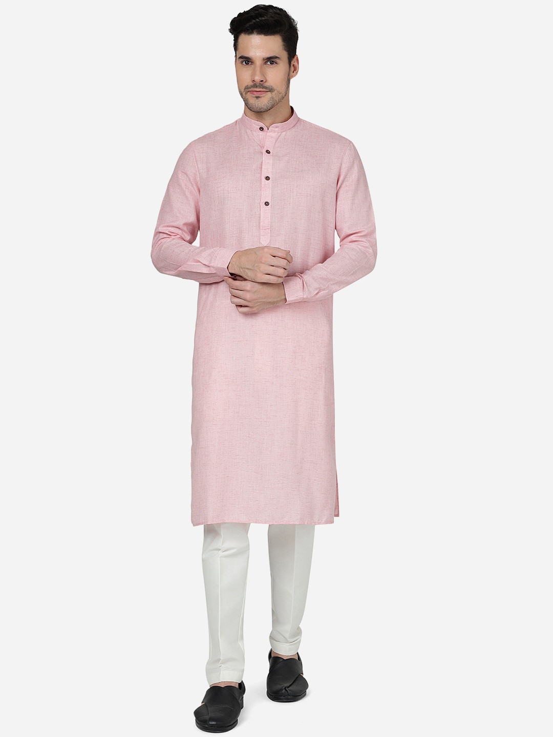 

Modi Kurta Mandarin Collar Pure Cotton Straight Kurta, Pink