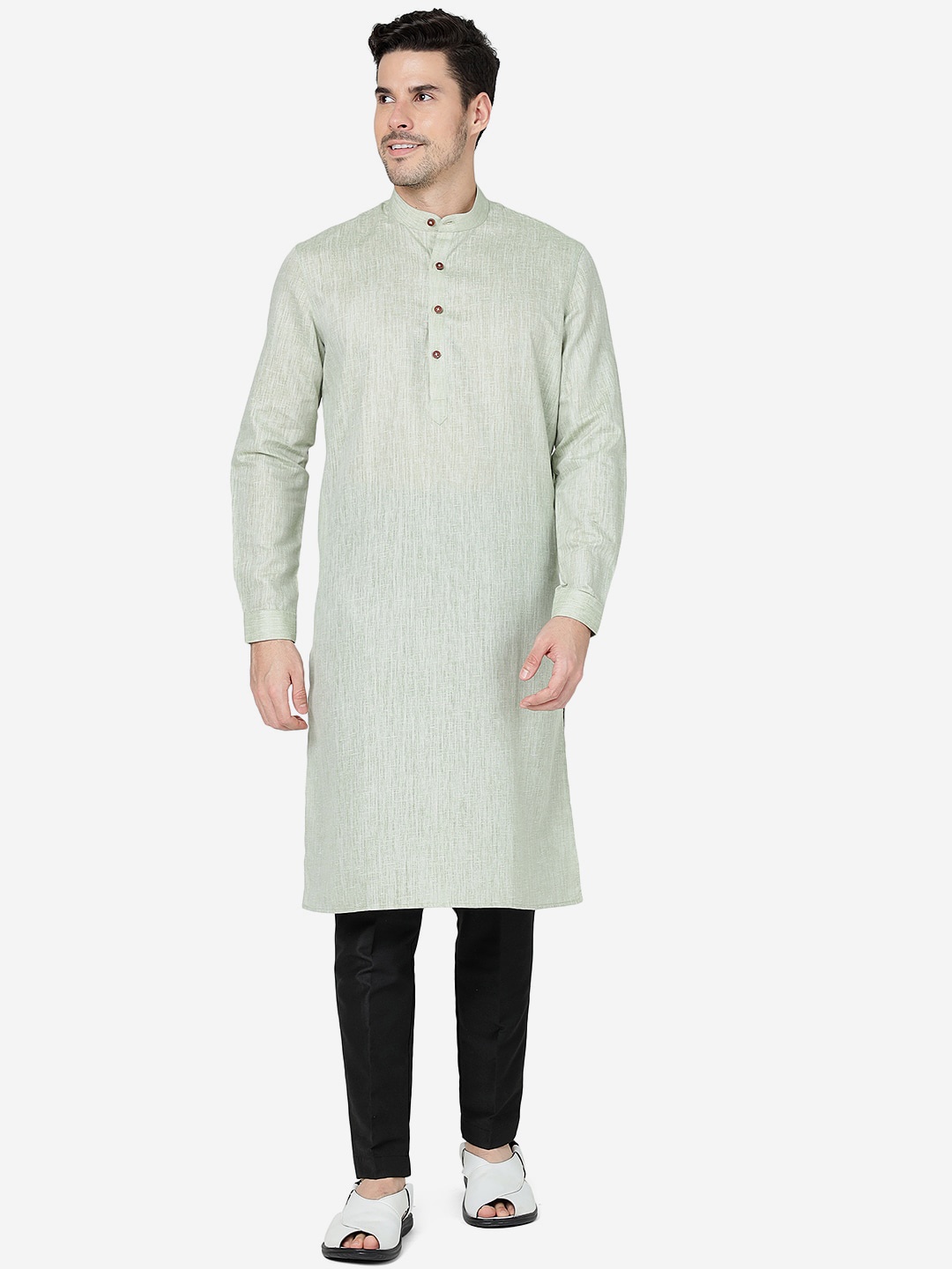

Modi Kurta Band Collar Straight Kurtas, Green