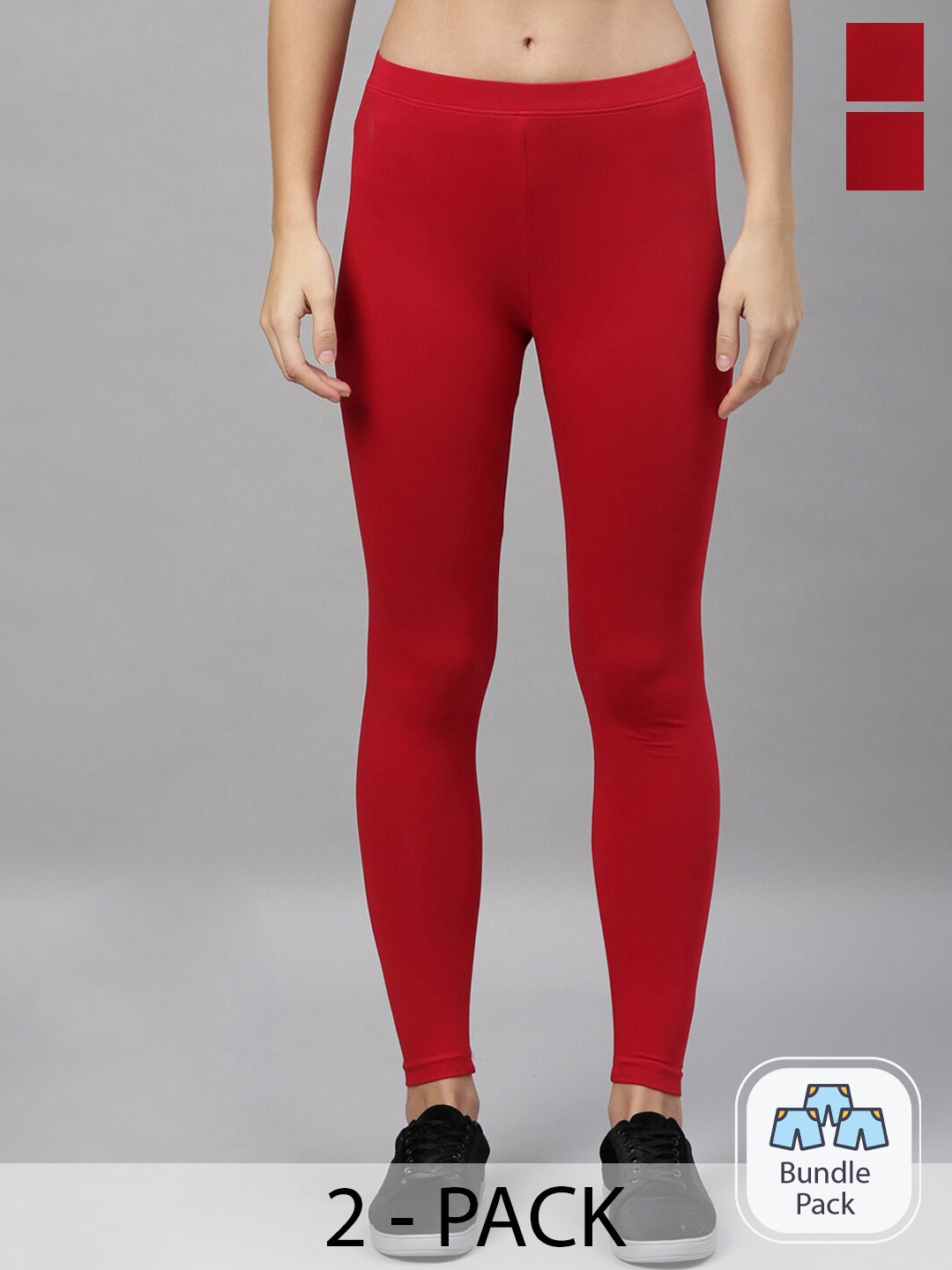 

Kryptic Pack Of 2 Ankle Length Leggings, Red
