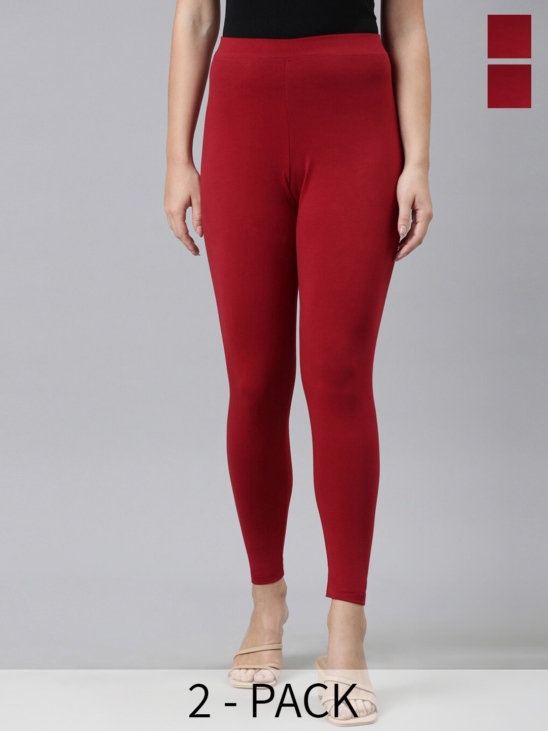 

Kryptic Pack Of 2 Ankle Length Leggings, Maroon