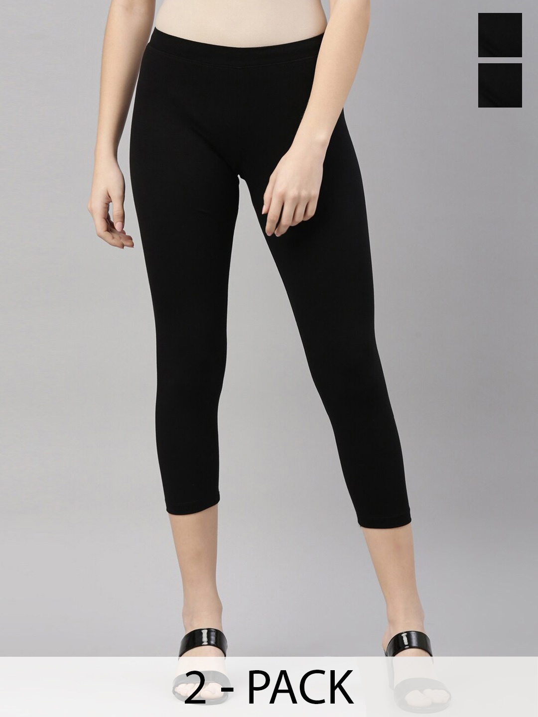 

Kryptic Pack Of 2 Three-Fourth Length Leggings, Black