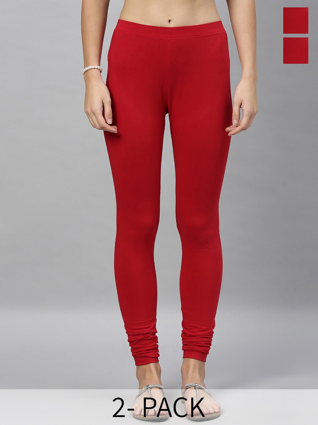 

Kryptic Pack Of 2 Churidar Length Leggings, Red