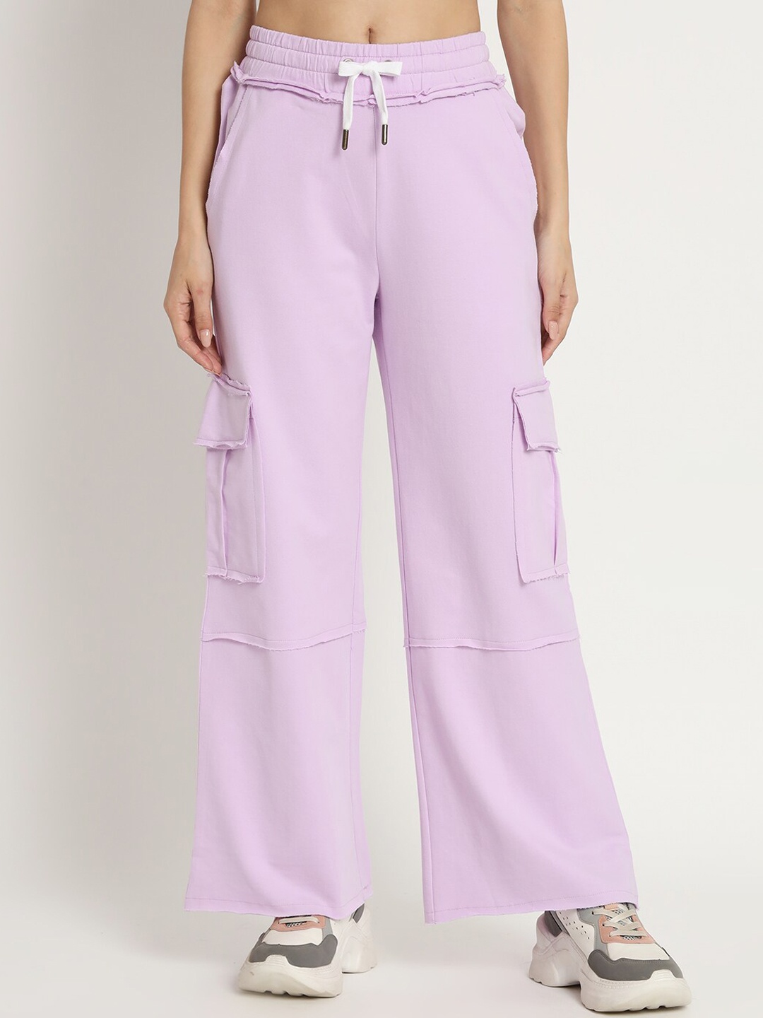 

VividArtsy Women Relaxed Loose Fit High-Rise Cotton Joggers, Lavender