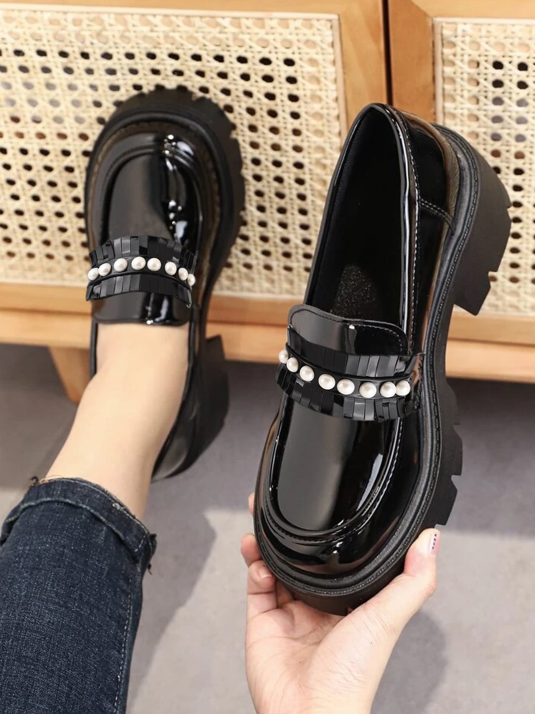 

Shoetopia Girls Lightweight Loafers With Western - Embellished, Black