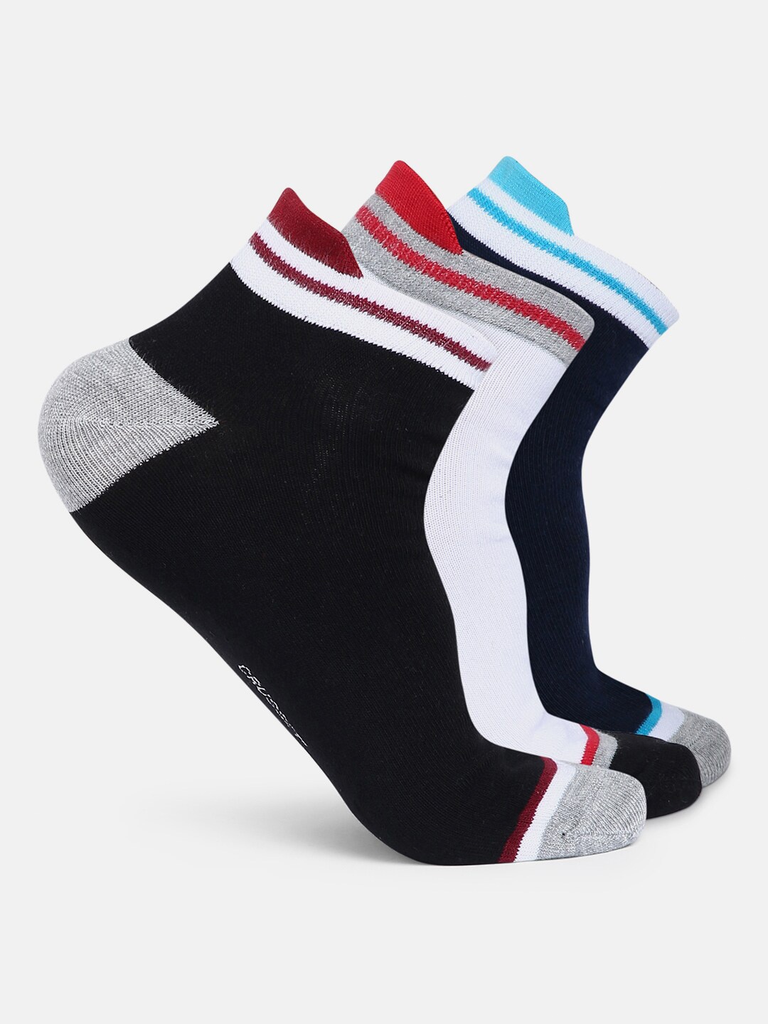 

CRUSSET Men Pack Of 3 Assorted Cotton Ankle-Length Socks
