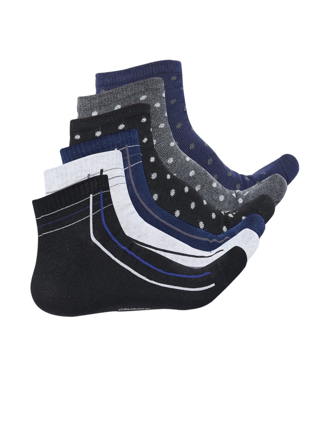 CRUSSET Men Pack Of 6 Patterned Assorted Ankle-Length Socks