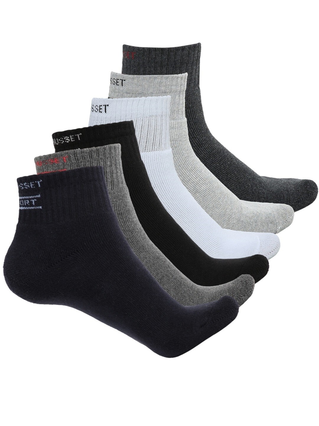 

CRUSSET Men Pack Of 6 Assorted Ankle-Length Socks
