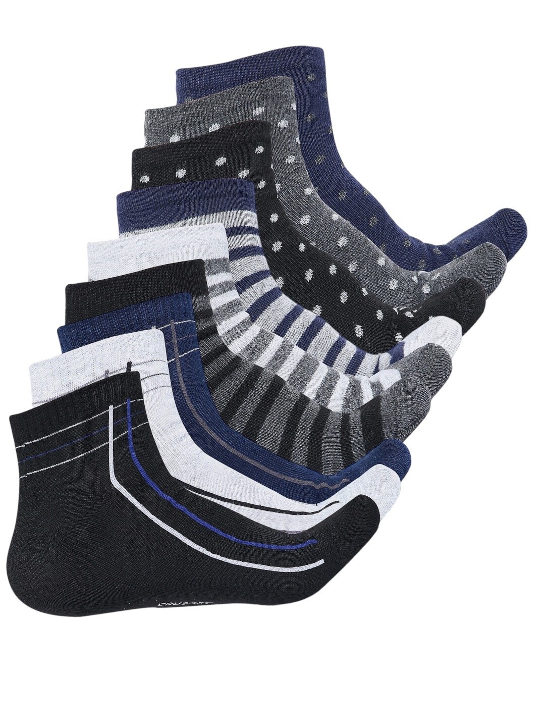 

CRUSSET Men Pack Of 9 Patterned Assorted Ankle-Length Socks