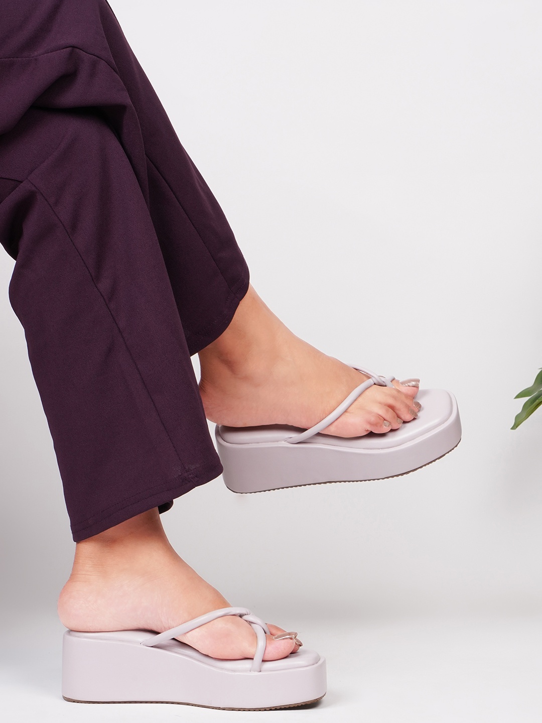 

JM Looks Open Toe Platforom Heels, Purple