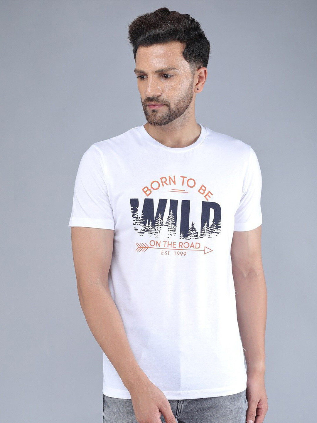 

TQS Typography Printed Pure Cotton Slim Fit T-shirt, White