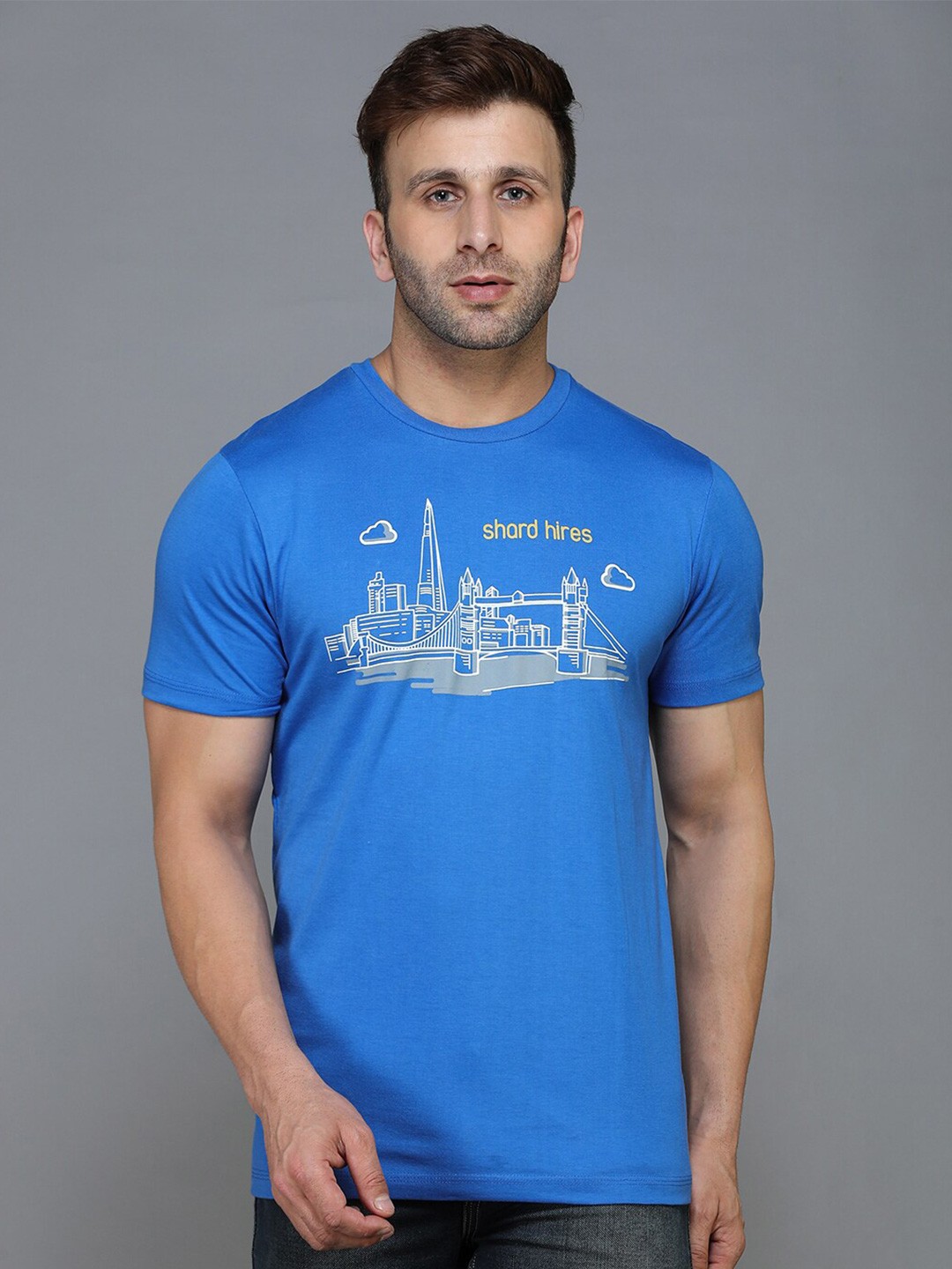 

TQS Graphic Printed Regular Fit Round Neck Casual T-Shirt, Blue