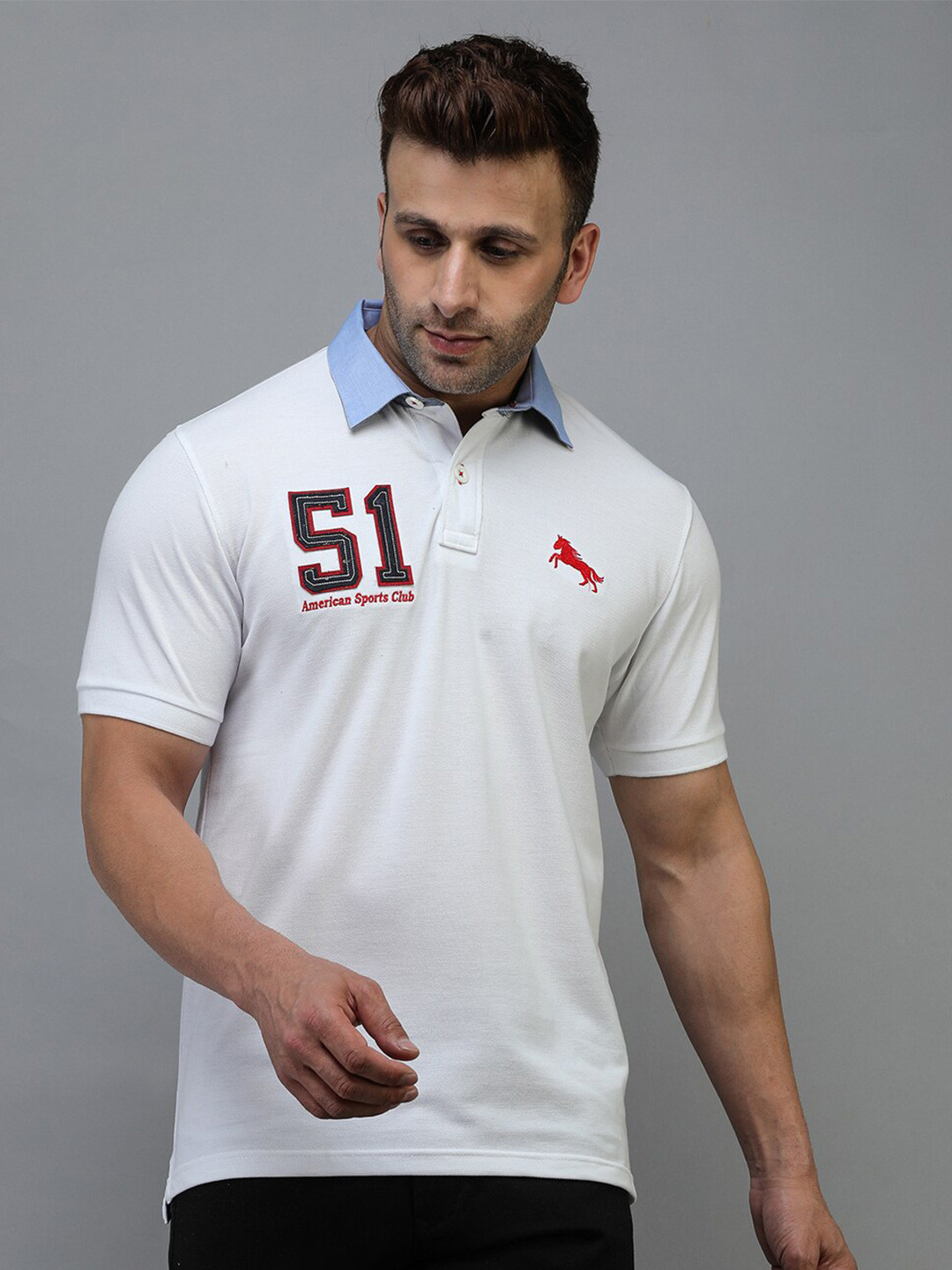 

TQS Polo Collar Regular Fit Cotton T-Shirt, White