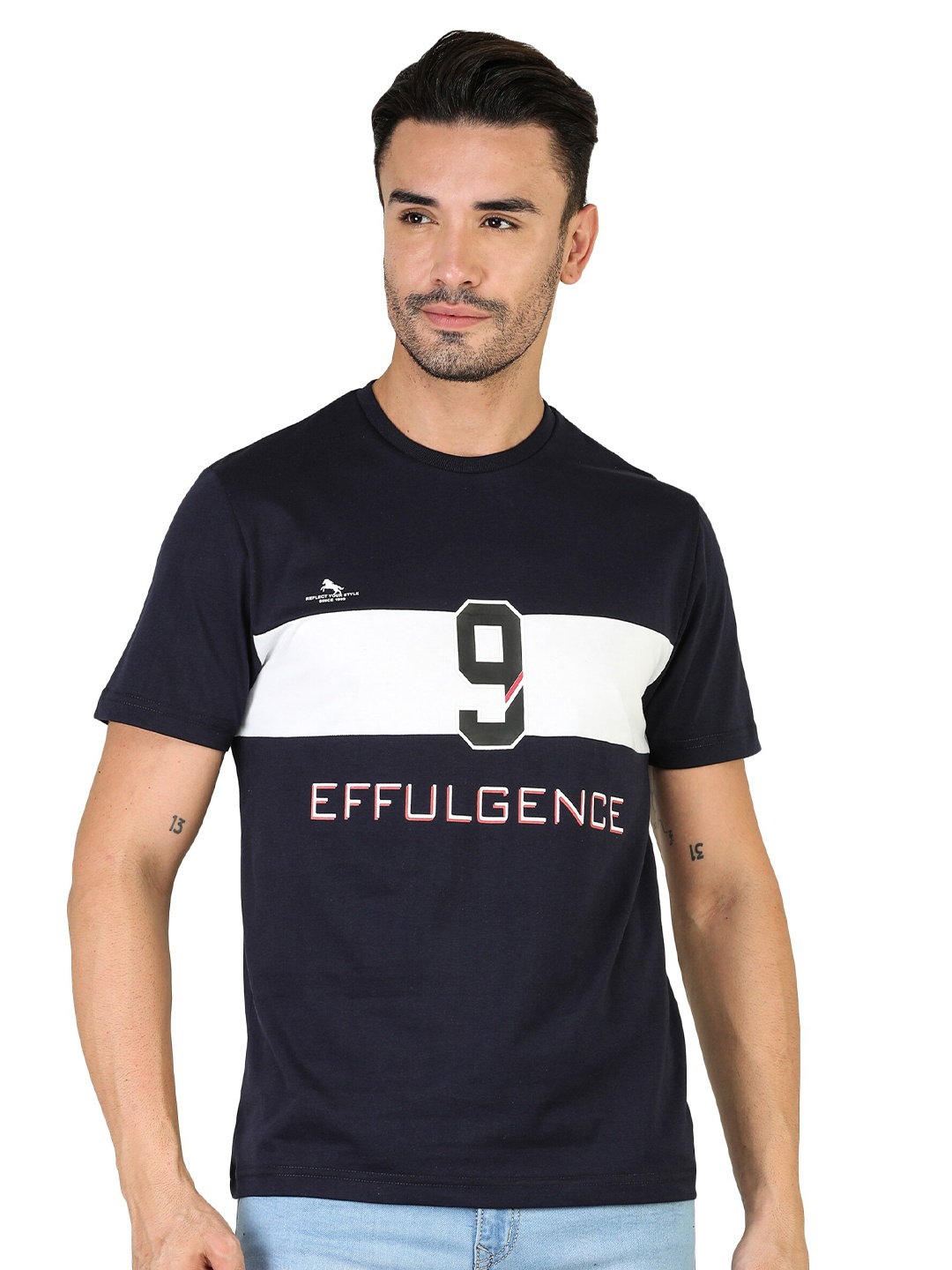 

TQS Typography Printed Cotton T-shirt, Navy blue