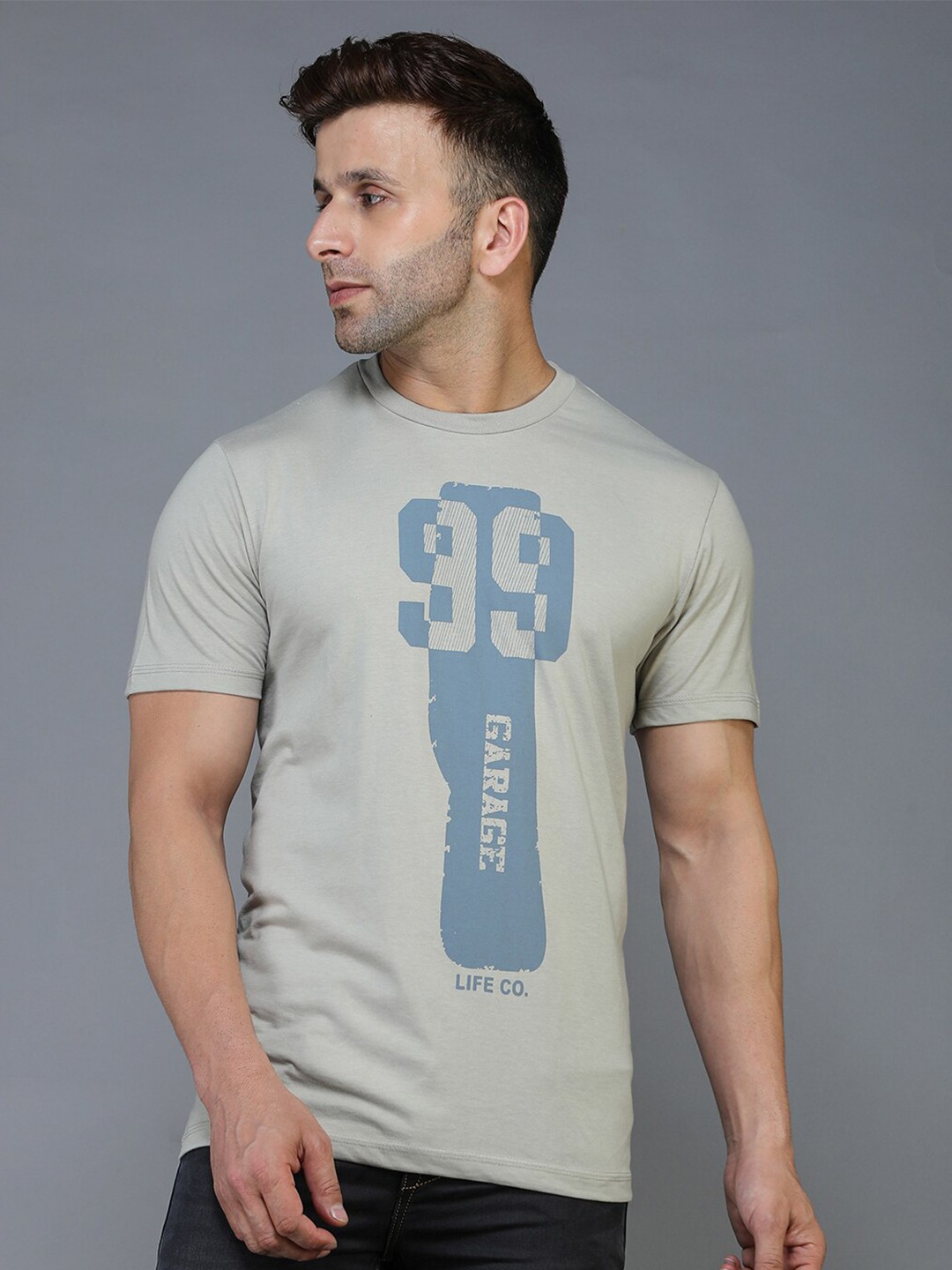 

TQS Typography Printed Cotton T-shirt, Grey