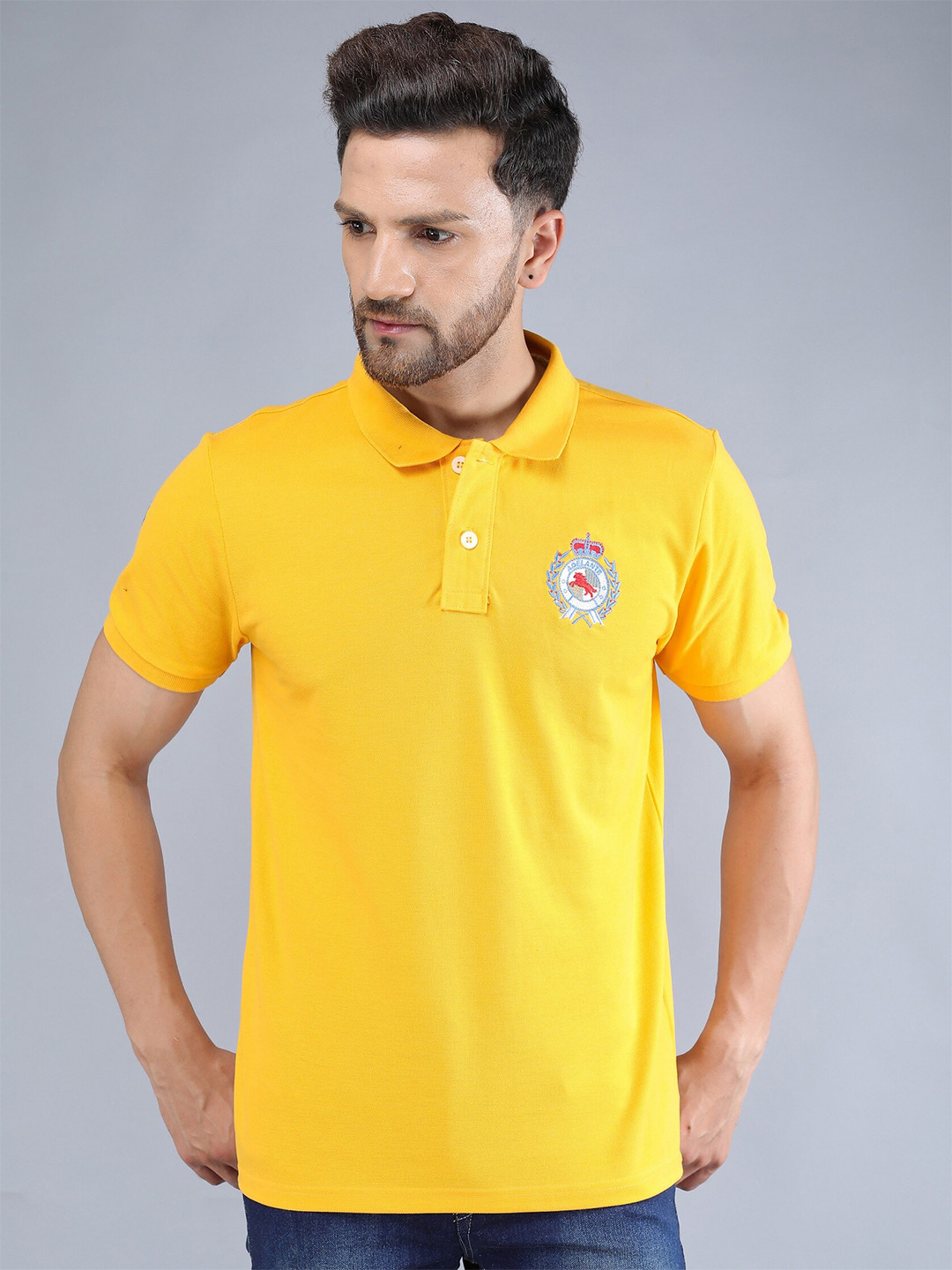 

TQS Polo Collar Slim Fit Cotton Casual T-shirt, Yellow