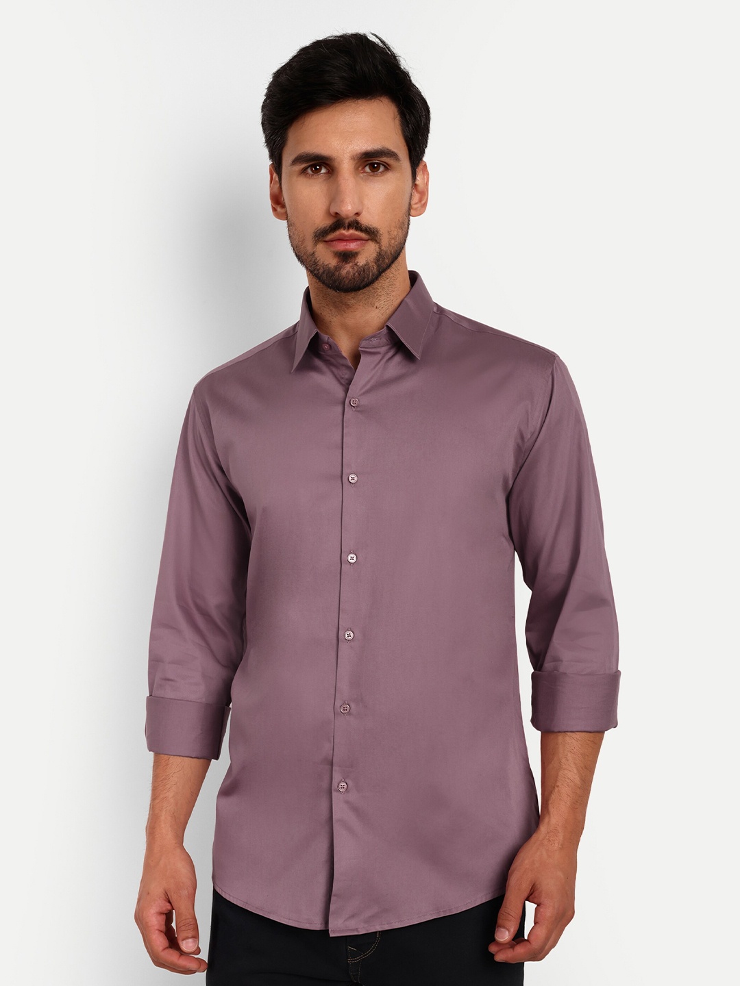 

Urban Scissors India Slim Slim Fit Spread Collar Pure Cotton Casual Shirt, Purple