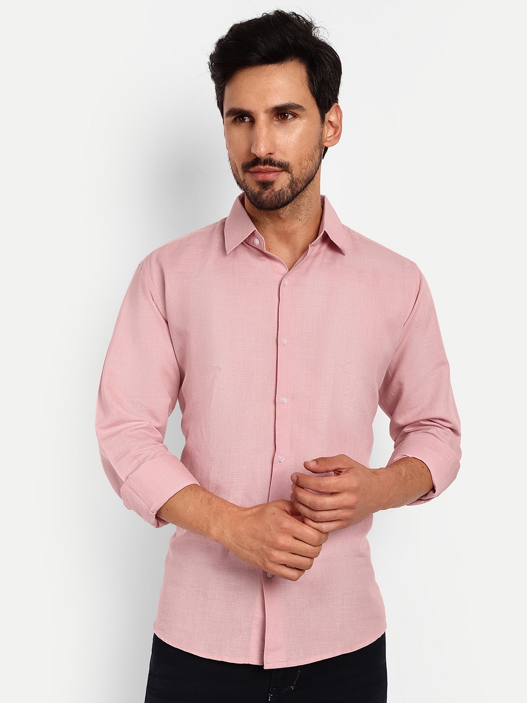 

Urban Scissors India Slim Fit Pure Linen Casual Shirt, Pink