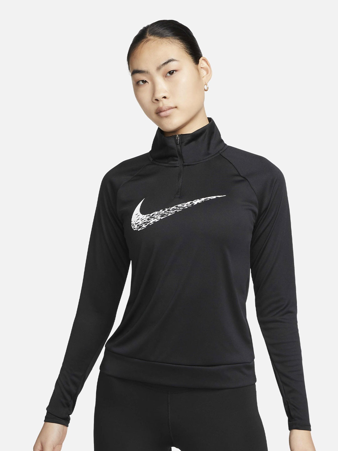 

Nike High Neck Dri-Fit Running Tops, Black