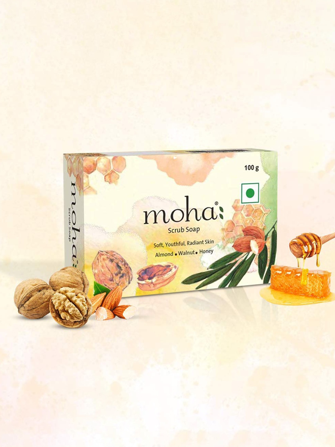 

moha Set of 6 Scrub Soap Bathing Bar - 100gm Each, Cream