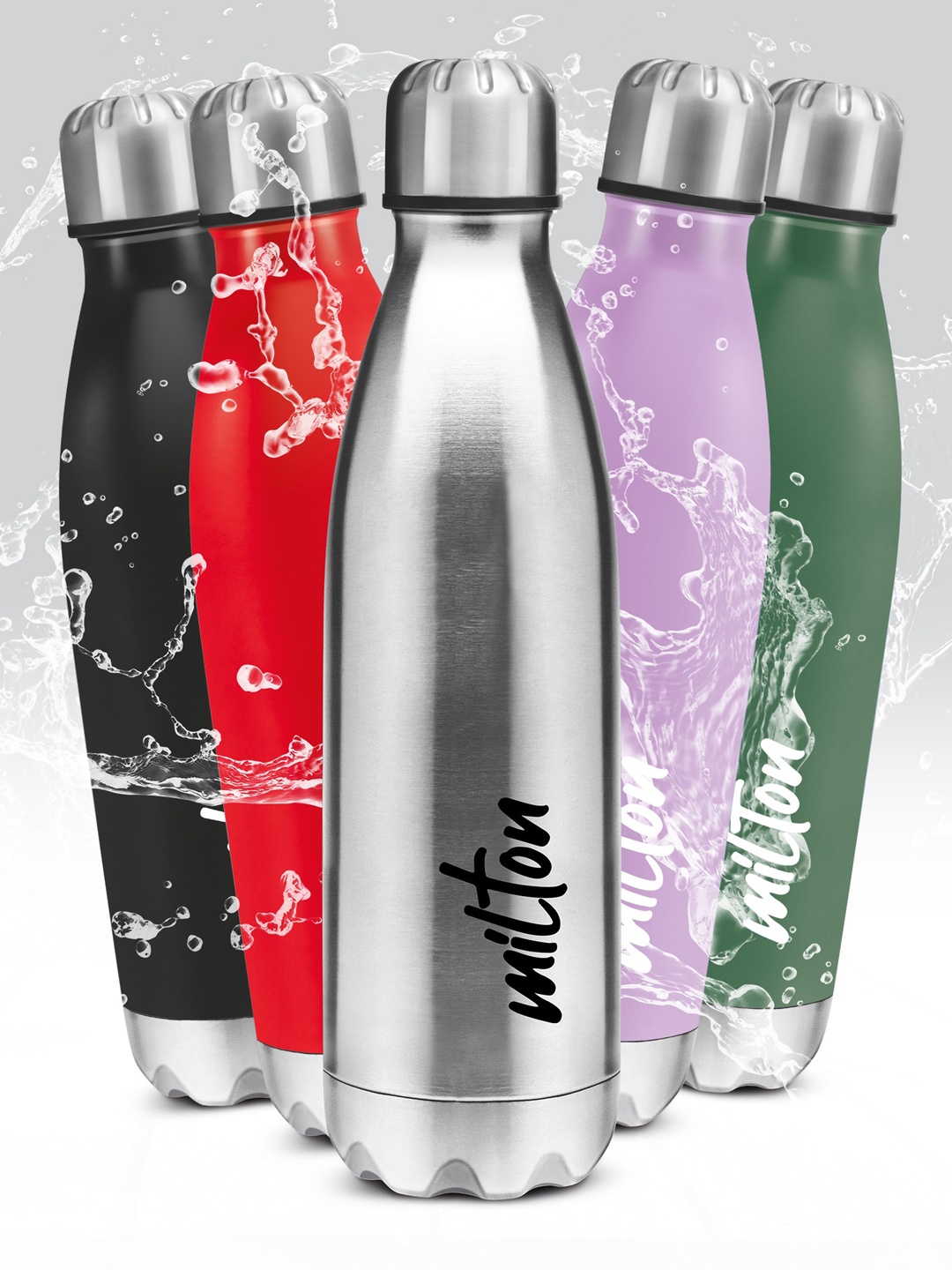 

Milton 1000 Set Of 4 Assorted Leak Proof Stainless Steel Water Bottle 900 ML, Green