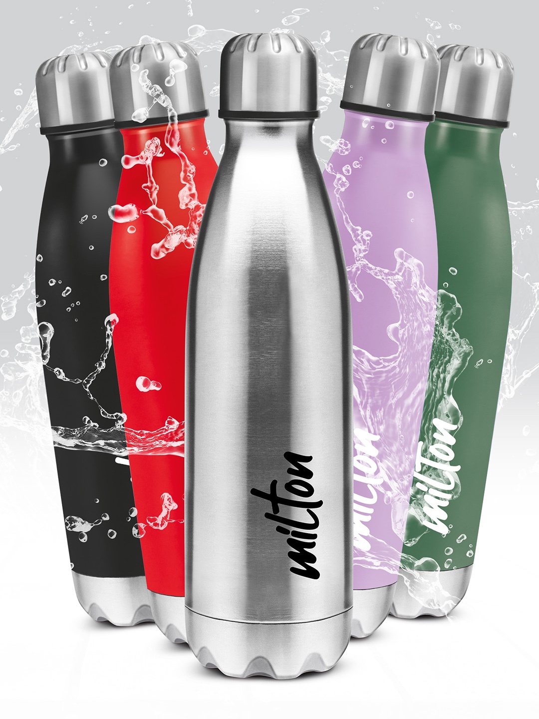 

Milton Shine 800 Assorted Set Of 4 Water Bottle 700 Ml Each, Green